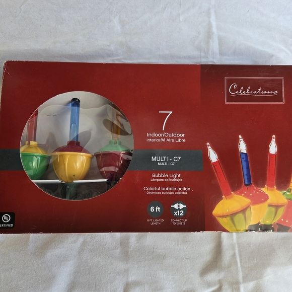 Retro Bubble Lights 7 Indoor/Outdoor Multicolor 6ft New - Picture 1 of 3